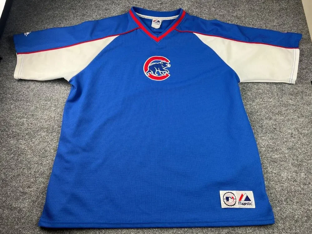 Majestic Chicago Cubs 2X Baseball Jersey Pullover Walking Bear Logo #855